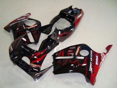 1988-1989 Glossy Black Red Flame Honda CBR250RR MC19 Motorcycle Fairings Canada