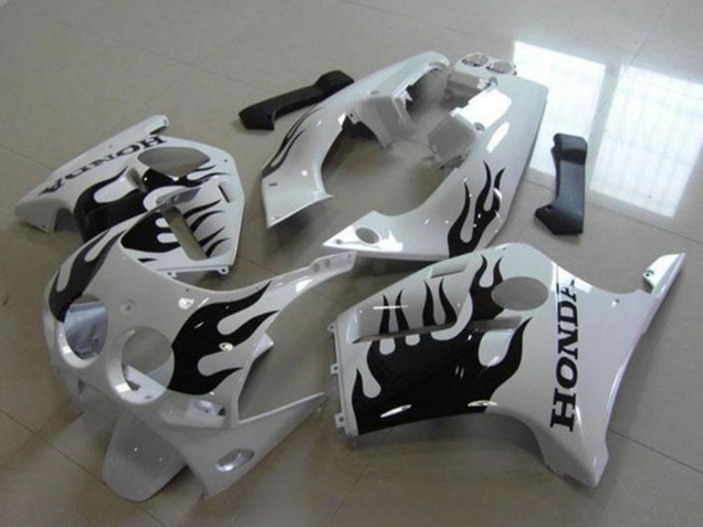 1988-1989 White Glossy Black Flame Honda CBR250RR MC19 Motorcycle Fairings Canada