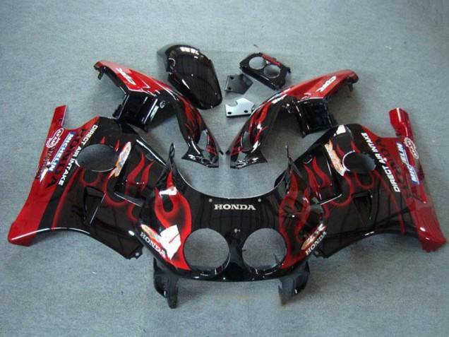 1990-1998 Glossy Black Red Flame Honda CBR250RR MC22 Motorcycle Fairings Canada