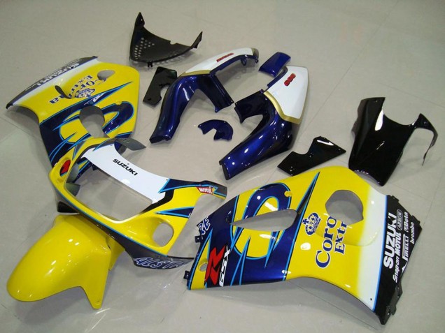 1996-2000 White Yellow Blue Corona Suzuki GSXR 600 Motorcycle Fairings Canada