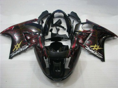 1996-2007 Glossy Black Red Flame Honda CBR1100XX Abs Motorcycle Fairings Canada