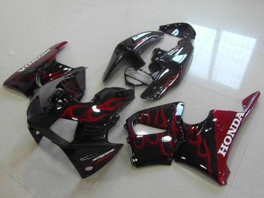 1998-1999 Glossy Black Red Flame Honda CBR900RR 919 Motorcycle Fairings Canada