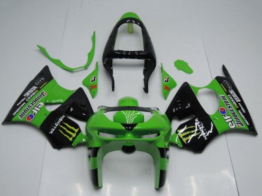 1998-1999 Green Glossy Black Yellow Elf Bridgestone Monster Kawasaki ZX6R Motorcycle Fairings Canada