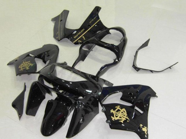 1998-1999 Glossy Black Gold Jw Kawasaki ZX9R Motorcycle Fairings Canada