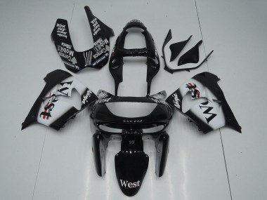 1998-1999 Glossy Black White West Kawasaki ZX9R Motorcycle Fairings Canada