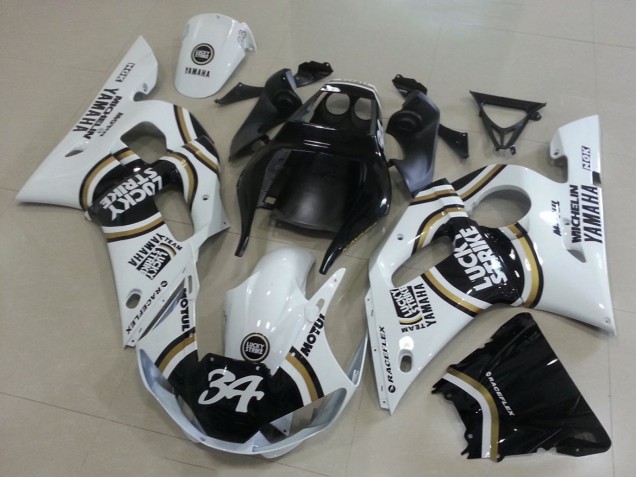 1998-2002 White Black Motul Lucky Strike 34 Yamaha YZF R6 Motorcycle Fairings Canada