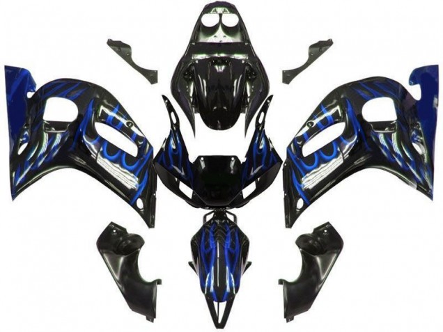 1998-2002 Glossy Black Blue Flame Yamaha YZF 600 R6 Motorcycle Fairings Canada