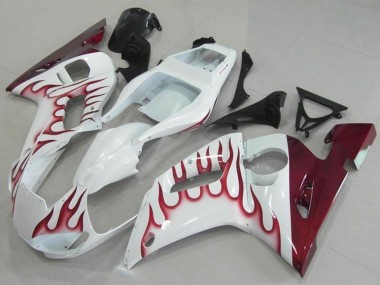 1998-2002 White Red Flame Yamaha YZF R6 Motorcycle Fairings Canada