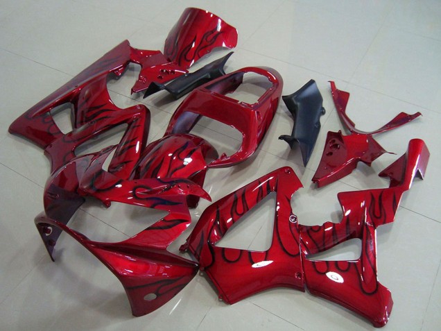 2000-2001 Red Glossy Black Flame Honda CBR900RR 929 Motorcycle Fairings Canada