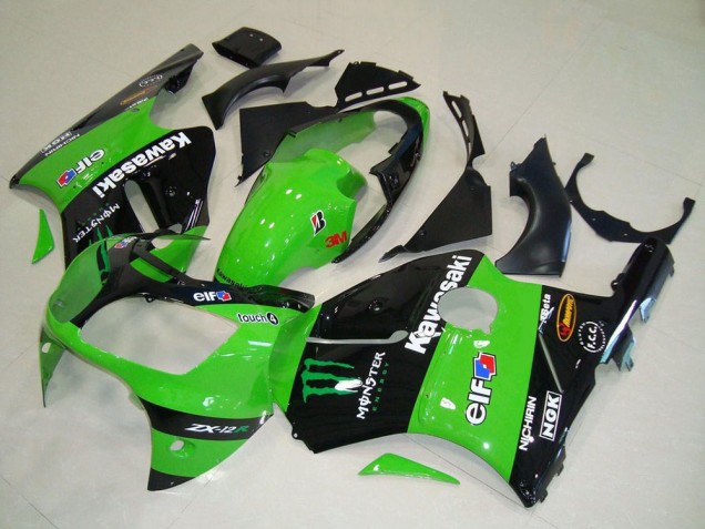 2000-2001 Green Glossy Black Elf Touch4 Monster Kawasaki ZX12R Motorcycle Fairings Canada