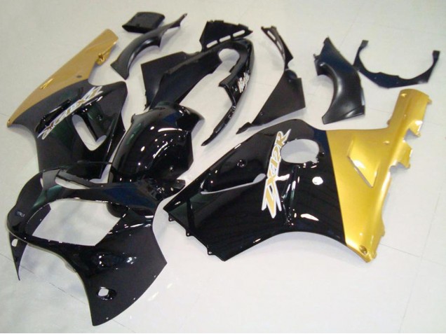 2000-2001 Glossy Black Gold Kawasaki ZX12R Motorcycle Fairings Canada
