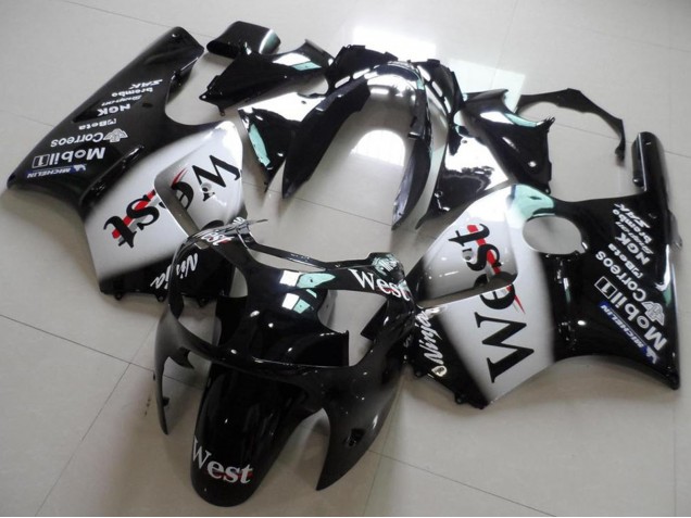 2000-2001 Glossy Black White West Kawasaki ZX12R Motorcycle Fairings Canada