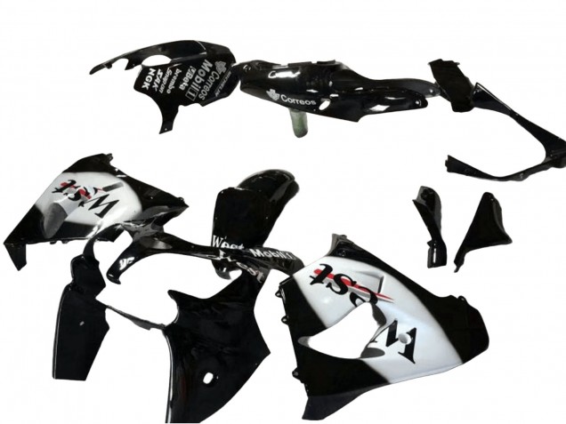 2000-2001 Glossy Black White West Kawasaki ZX9R Motorcycle Fairing Canada