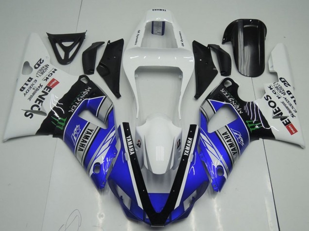 2000-2001 White Blue Black ENEOS Monster Yamaha YZF R1 Motorcycle Fairings Canada
