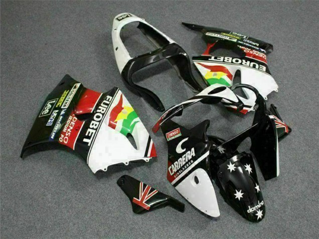 2000-2002 White Red Yellow Green Glossy Black Star EuroBet Kawasaki ZX6R Motorcycle Fairings Canada