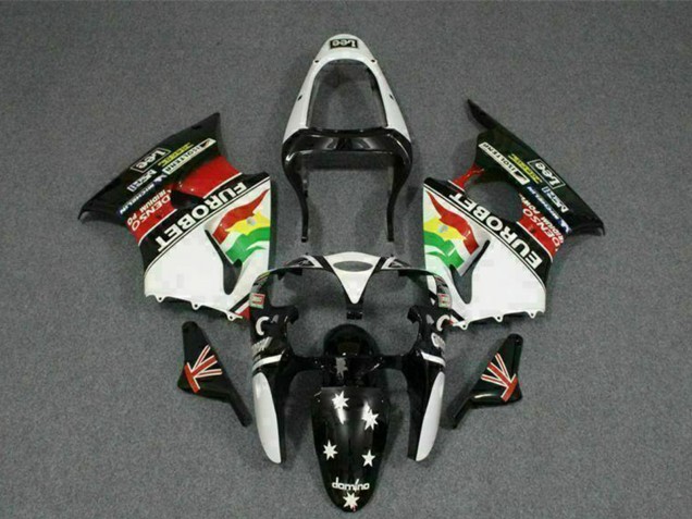 2000-2002 White Red Yellow Green Glossy Black Star EuroBet Kawasaki ZX6R Motorcycle Fairings Canada