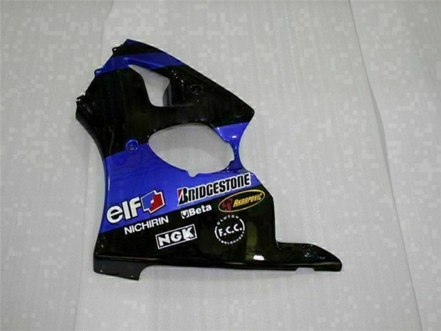 2000-2002 Blue Glossy Black Elf Bridgestone Kawasaki ZX6R Motorcycle Fairings Canada