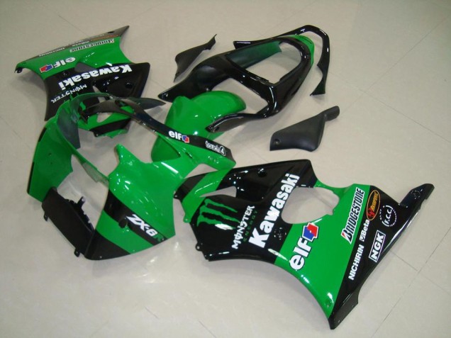 2000-2002 Green Glossy Black Monster Kawasaki ZX6R Motorcycle Fairings Canada