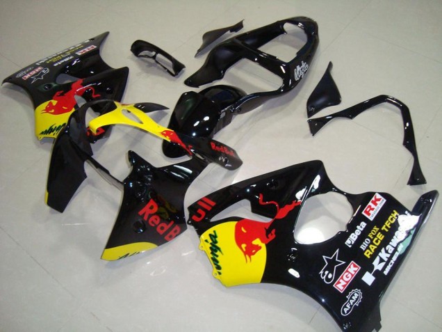 2000-2002 Glossy Black Yellow Red Bull Kawasaki ZX6R Motorcycle Fairings Canada