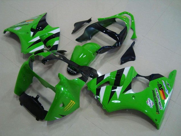 2000-2002 Green White Glossy Black Kawasaki ZX6R Motorcycle Fairings Canada