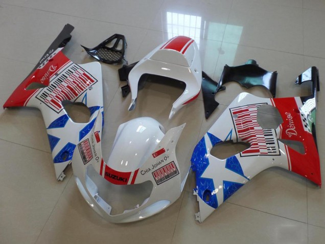 2000-2002 White Red Blue Star Suzuki GSXR 1000 Motorcycle Fairings Canada