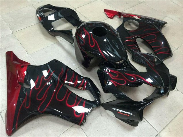 2001-2003 Glossy Black Red Flame Honda CBR600 F4i Motorcycle Fairing Canada