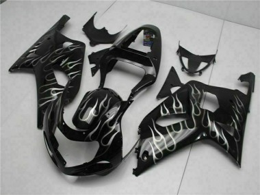 2001-2003 Glossy Black Silver Flame Suzuki GSXR 600/750 Motorcycle Fairings Canada