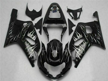 2001-2003 Glossy Black Silver Flame Suzuki GSXR 600/750 Motorcycle Fairings Canada