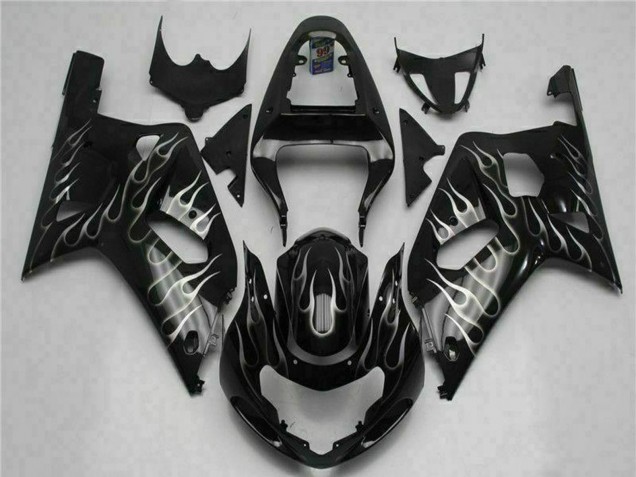 2001-2003 Glossy Black Silver Flame Suzuki GSXR 600/750 Motorcycle Fairings Canada