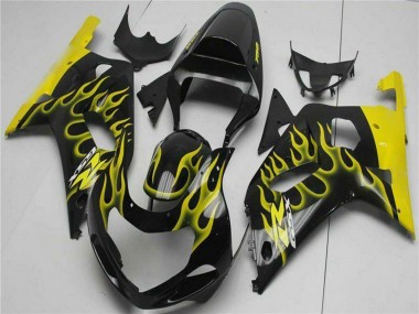 2001-2003 Glossy Black Yellow Flame Suzuki GSXR 600/750 Motorcycle Fairings Canada