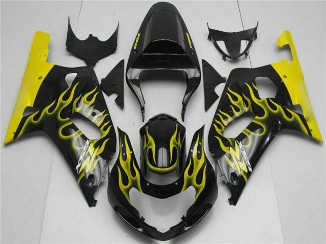 2001-2003 Glossy Black Yellow Flame Suzuki GSXR 600/750 Motorcycle Fairings Canada