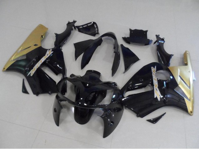 2002-2006 Glossy Black Gold Kawasaki ZX12R Motorcycle Fairing Kits Canada