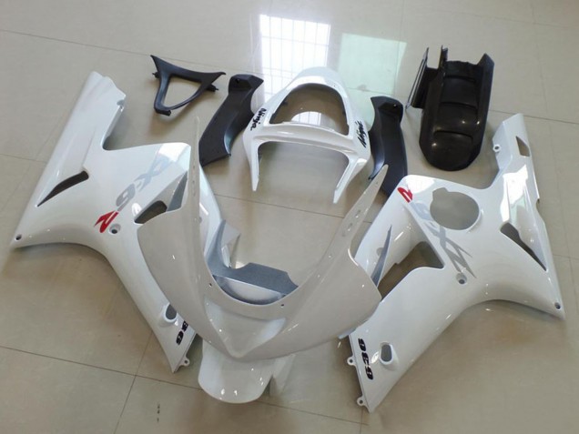 2003-2004 White with Silver Decals Kawasaki ZX6R Motorcycle Fairings Canada
