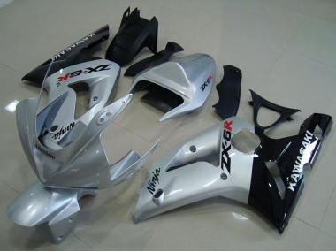 2003-2004 Silver Glossy Black Kawasaki ZX6R Motorcycle Fairings Canada