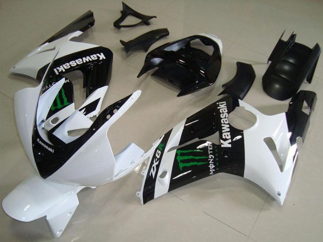 2003-2004 White Glossy Black Green Monster Kawasaki ZX6R Motorcycle Fairings Canada
