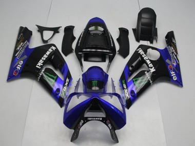 2003-2004 Glossy Black Blue Green Monster Kawasaki ZX6R Motorcycle Fairings Canada