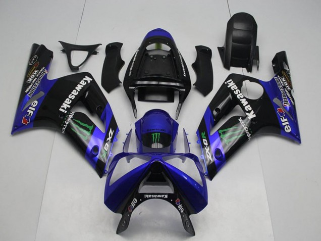 2003-2004 Glossy Black Blue Green Monster Kawasaki ZX6R Motorcycle Fairings Canada