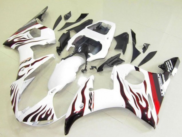 2003-2004 White Red Black Flame Michelin Yamaha YZF R6 Motorcycle Fairings Canada