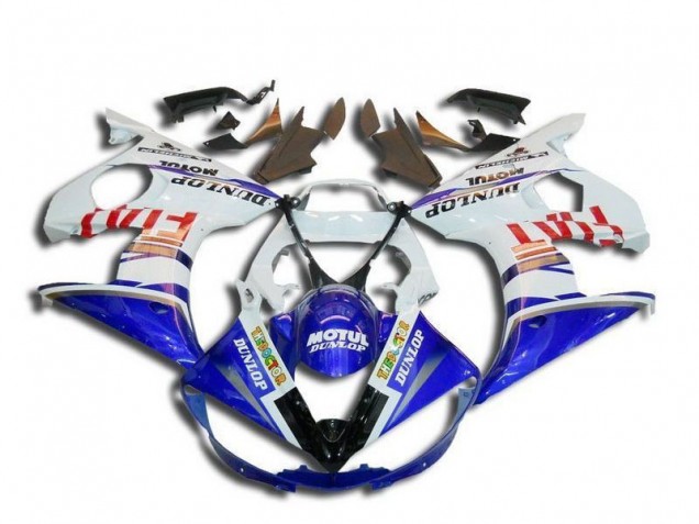 2003-2004 White Blue Red Fiat Motul Dunlop Michelin Yamaha YZF R6 Motorcycle Fairings Canada