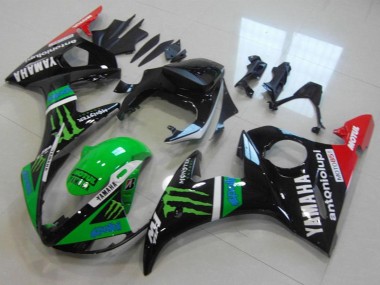 2003-2004 Glossy Black Red Green Monster Motul Yamaha YZF R6 Motorcycle Fairings Canada