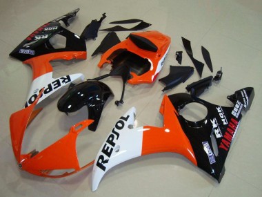 2003-2004 Orange White Glossy Black Repsol Yamaha YZF R6 Motorcycle Fairings Canada