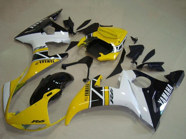 2003-2004 Yellow White Glossy Black Aniversary Yamaha YZF R6 Motorcycle Fairings Canada