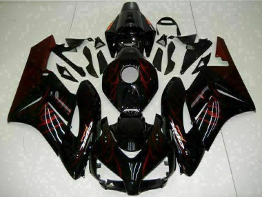 2004-2005 Glossy Black Red Flame Honda CBR1000RR Motorcycle Fairings Canada