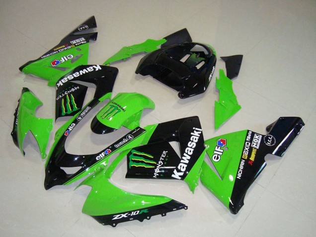2004-2005 Green Black Monster Elf Kawasaki ZX10R Motorcycle Fairings Canada
