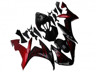 2004-2006 Glossy Black Red Flame Yamaha YZF R1 Motorcycle Fairings Canada