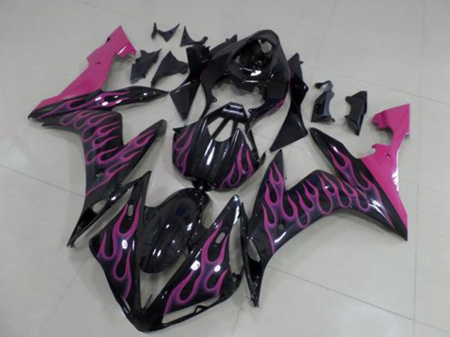 2004-2006 Glossy Black Pink Flame Yamaha YZF R1 Motorcycle Fairings Canada