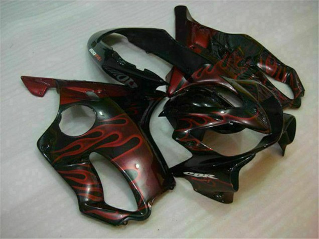 2004-2007 Glossy Black Red Flame Honda CBR600 F4i Motorcycle Fairings Canada