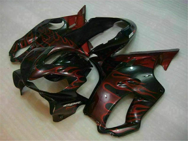 2004-2007 Glossy Black Red Flame Honda CBR600 F4i Motorcycle Fairings Canada