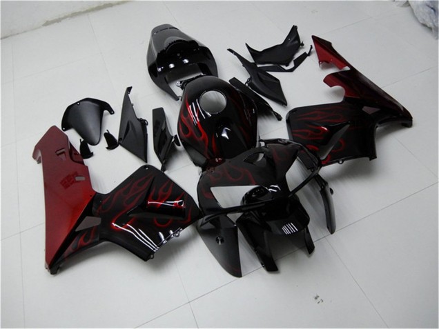 2005-2006 Glossy Black Red Flame Honda CBR600RR Motorcycle Fairing Kits Canada