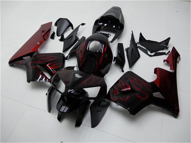 2005-2006 Glossy Black Red Flame Honda CBR600RR Motorcycle Fairing Kits Canada
